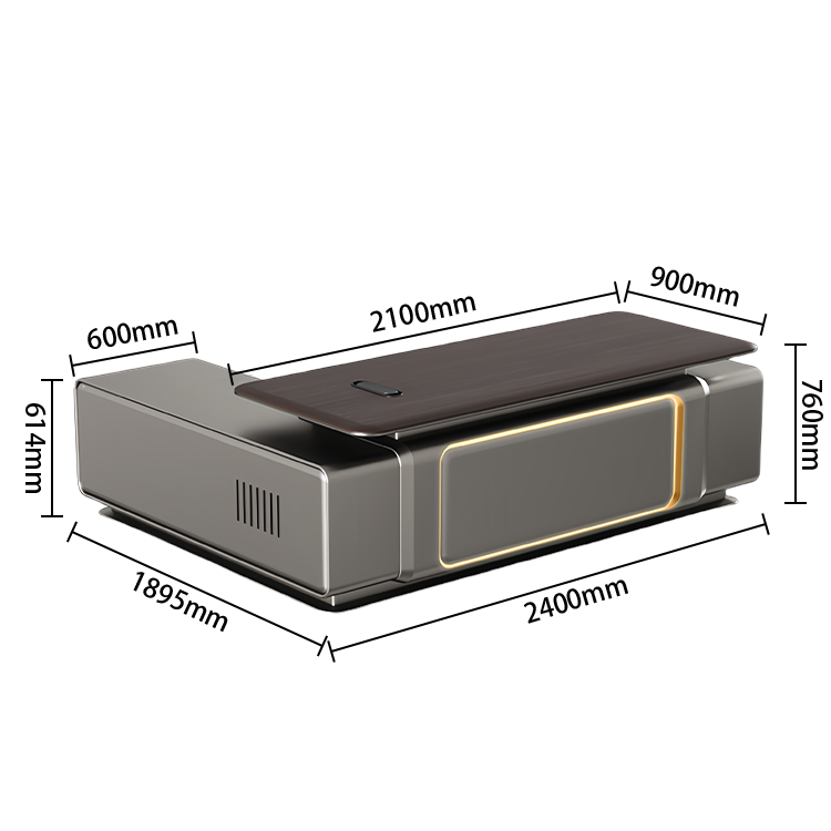 エグゼクティブデスク　社長机　木製デスク　社長室　サイドキャビネット付き　幕板付き　排気口付き　L字型　カスタマイズ可能　LBZ-P057