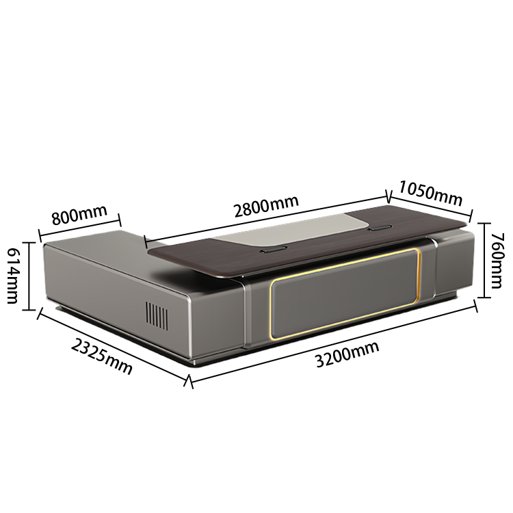 エグゼクティブデスク　社長机　木製デスク　社長室　サイドキャビネット付き　幕板付き　排気口付き　L字型　カスタマイズ可能　LBZ-P057