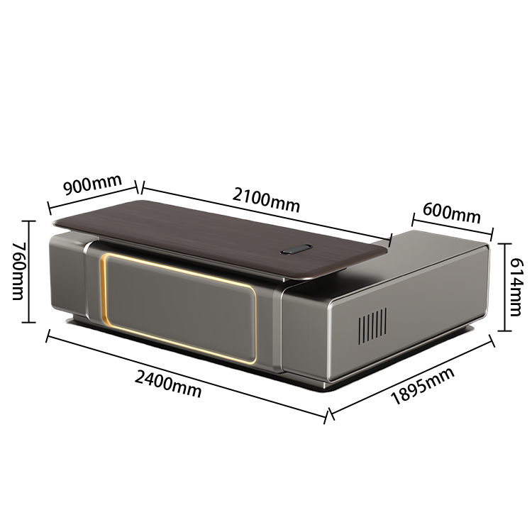 エグゼクティブデスク　社長机　木製デスク　社長室　サイドキャビネット付き　幕板付き　排気口付き　L字型　カスタマイズ可能　LBZ-P057