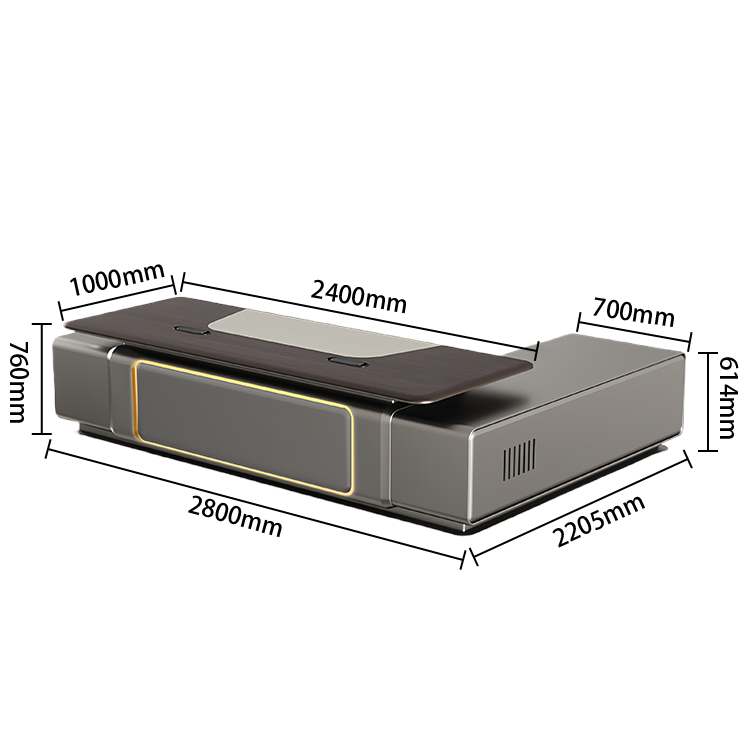 エグゼクティブデスク　社長机　木製デスク　社長室　サイドキャビネット付き　幕板付き　排気口付き　L字型　カスタマイズ可能　LBZ-P057