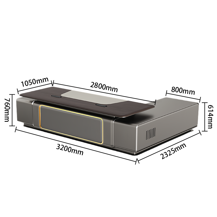 エグゼクティブデスク　社長机　木製デスク　社長室　サイドキャビネット付き　幕板付き　排気口付き　L字型　カスタマイズ可能　LBZ-P057