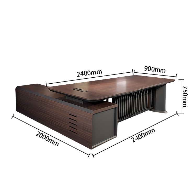 エグゼクティブデスク　社長机　木製デスク　事務用　木目調　大容量　L字型　広い天板　高品質　割れにくい　カスタマイズ可能　LBZ-P059