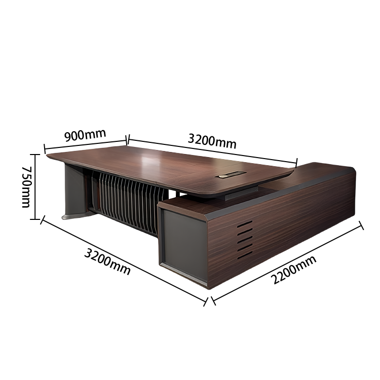 エグゼクティブデスク　社長机　木製デスク　事務用　木目調　大容量　L字型　広い天板　高品質　割れにくい　カスタマイズ可能　LBZ-P059