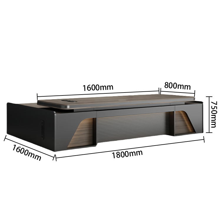 エグゼクティブデスク　社長机　木製デスク　パソコンデスク　事務用　ダイヤル錠付き　排気口付き　L字型　カスタマイズ可能　LBZ-P060