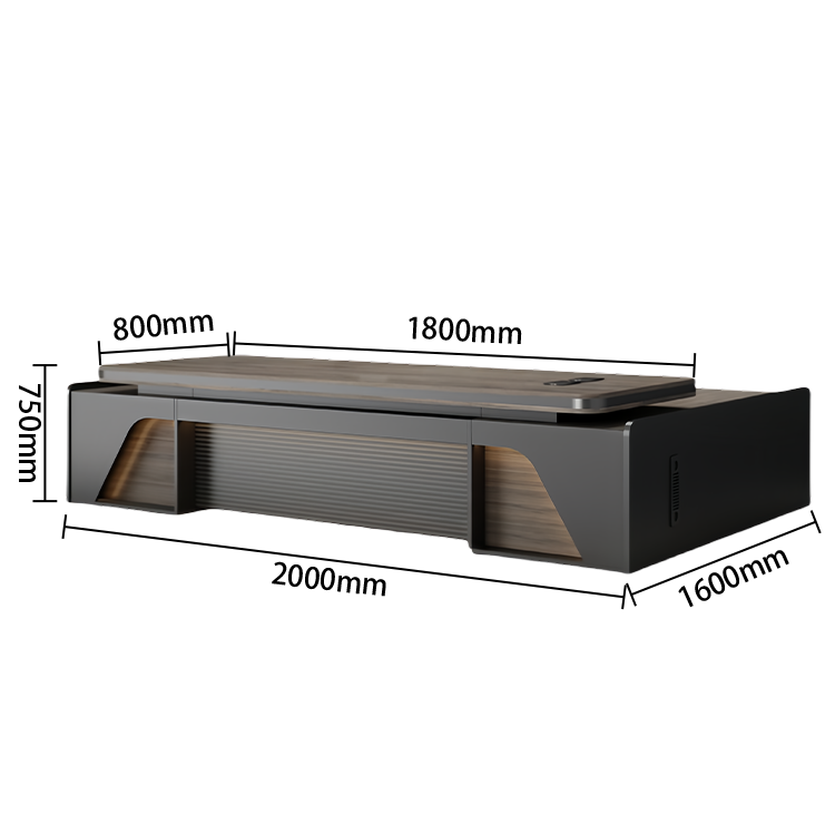 エグゼクティブデスク　社長机　木製デスク　パソコンデスク　事務用　ダイヤル錠付き　排気口付き　L字型　カスタマイズ可能　LBZ-P060