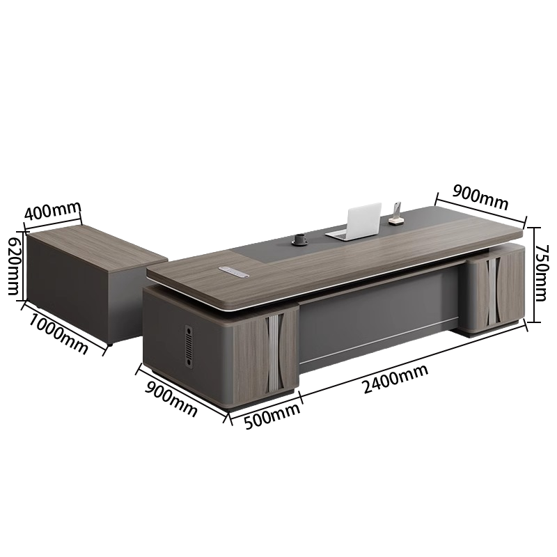 エグゼクティブデスク　社長机　木製デスク　ダイヤル錠付き　通気孔付き　配線ボックス付き　通気性　L字型　カスタマイズ可能　LBZ-P062