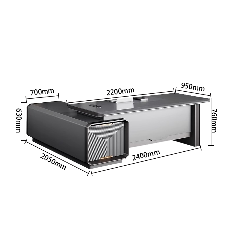 エグゼクティブデスク　社長机　木製デスク　サイドキャビネット付き　配線ボックス付き　L字型　広い天板　カスタマイズ可能　LBZ-P064