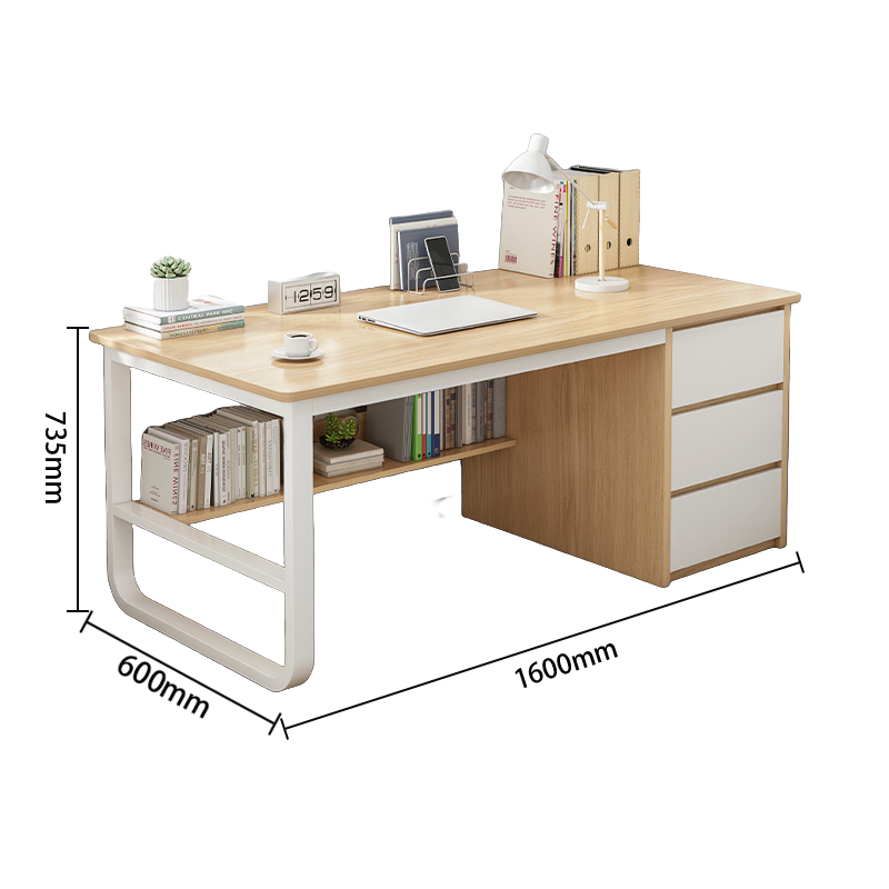 オフイスデスク　収納付きデスク　片袖机　片袖デスク　役員用　事務用　サイド収納　収納棚付き　ナチュラル　カスタマイズ可能　YGZ-P023