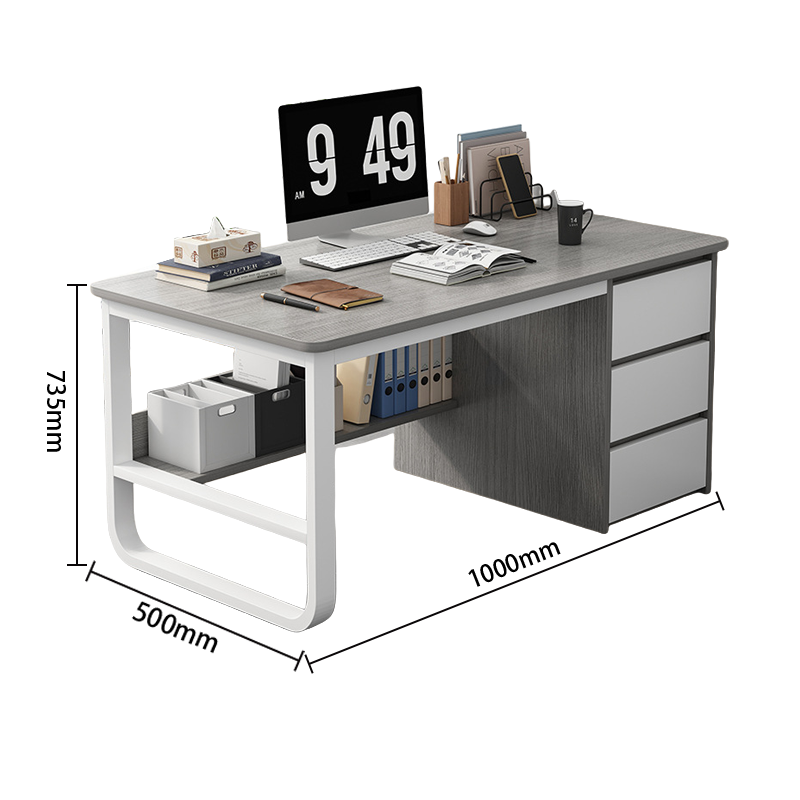 オフイスデスク　収納付きデスク　片袖机　片袖デスク　役員用　事務用　サイド収納　収納棚付き　ナチュラル　カスタマイズ可能　YGZ-P023