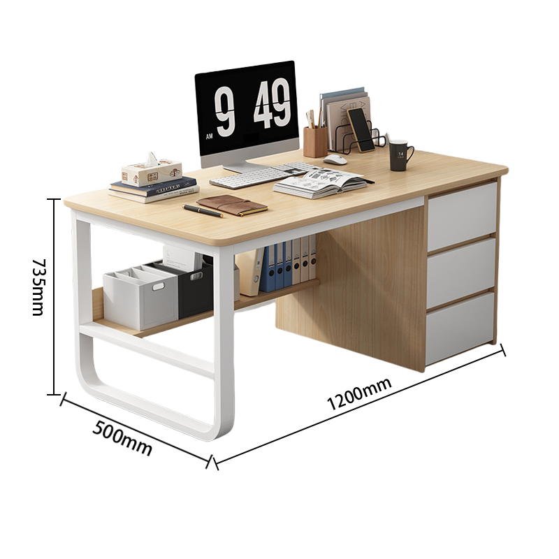 オフイスデスク　収納付きデスク　片袖机　片袖デスク　役員用　事務用　サイド収納　収納棚付き　ナチュラル　カスタマイズ可能　YGZ-P023