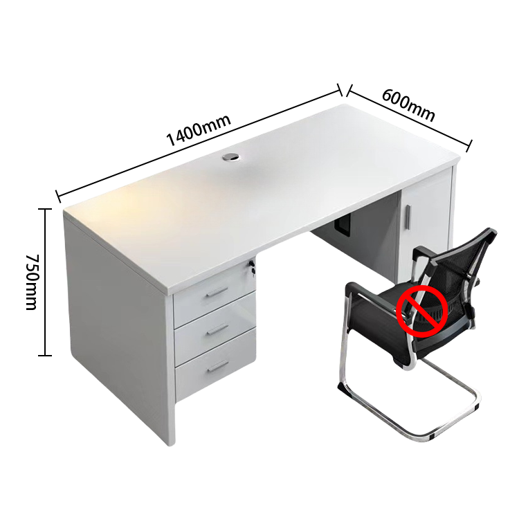 片袖机　オフィスデスク　ワークデスク　社員用デスク　片袖デスク　引き出し　サイド収納　鍵付き　ホワイト　カスタマイズ可能　YGZ-P027
