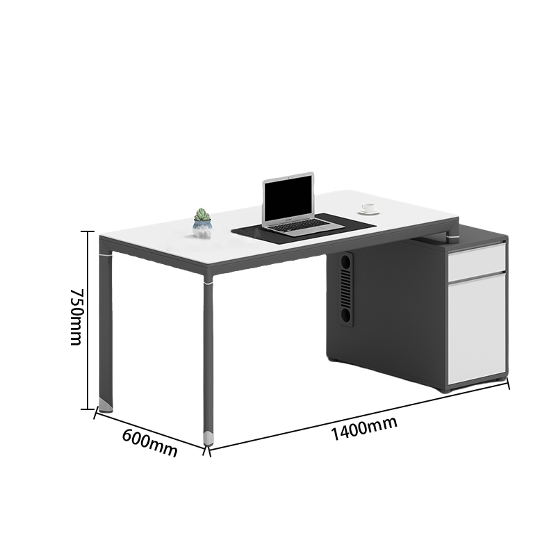 オフィスデスク　ワークデスク　社員用デスク　パソコンデスク　仕事用　作業用　事務用　広い天板　サイドキャビネット付き　高品質　頑丈　シンプル　洗練　ホワイト　ウォールナット　カスタマイズ可能　YGZ-P042