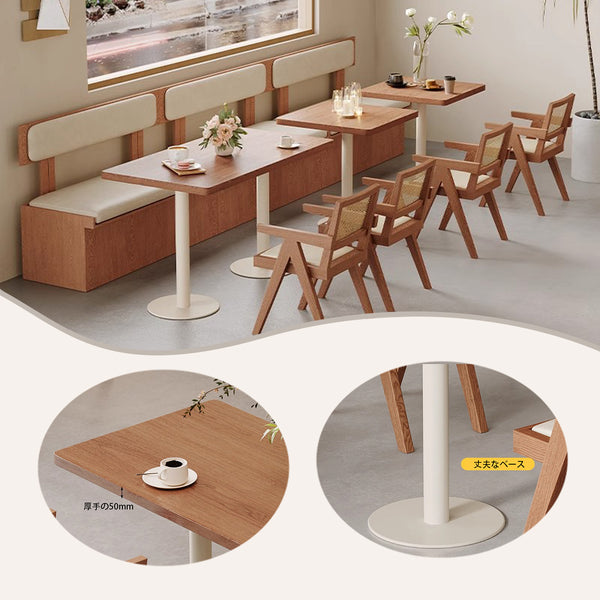 カフェテーブル　木目調風テーブルセット　ダイニングテーブルセット　椅子　角テーブル　店舗用　商談用　応接用　通気性　安定性　頑丈　ナチュラル　カスタマイズ可能　JDZ-P016