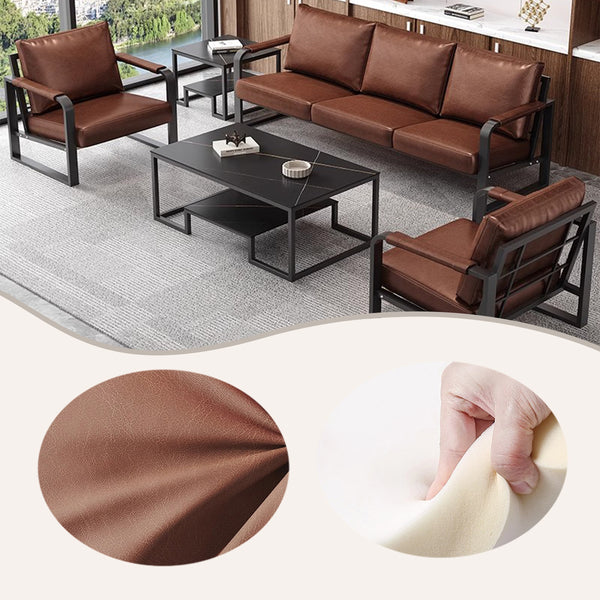 応接セット　相談用ソファ　カフェテーブル　長方形　応接ソファ　リビングチェアセット　喫茶店　待合室　ループ　ふわふわ　セラミック天板　高密度ウレタン　安定性　耐高温性  傷が付きにくい　高級感　高品質　ブラウン　カスタマイズ可能　JDSF-P006