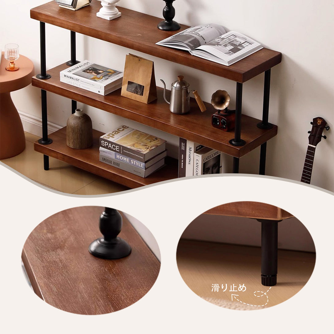 物置ラック　大容量　ディスプレイラック　飾り棚　ラック　置物棚　頑丈なフレーム　カスタマイズ可能　ウォールナット　ZWJ-P014