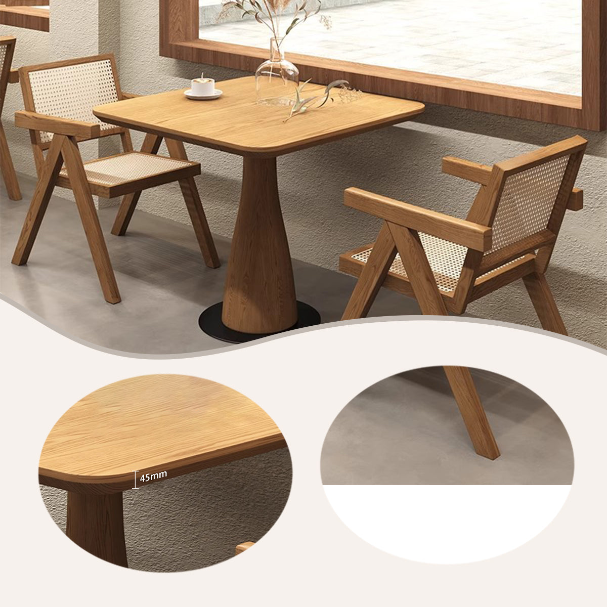 カフェテーブル,木製テーブル,正方形,ダイニングテーブル,店舗用,木目