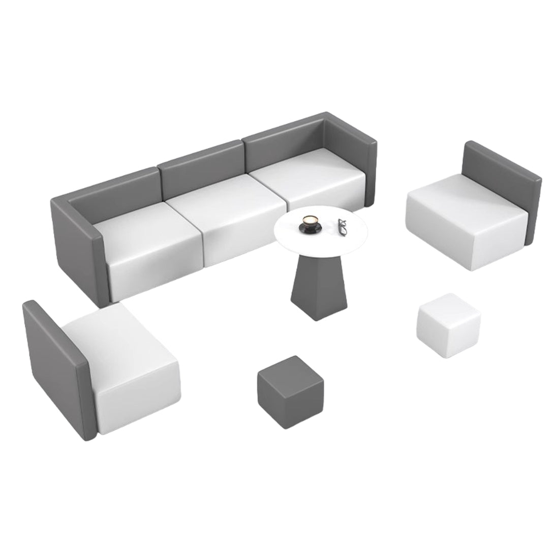 応接ソファ　ソファセット　コーナーソファ　片肘ソファ　丸テーブル　カウチソファセット　3人掛け　グレー　カスタマイズ可能　JDSF-P036