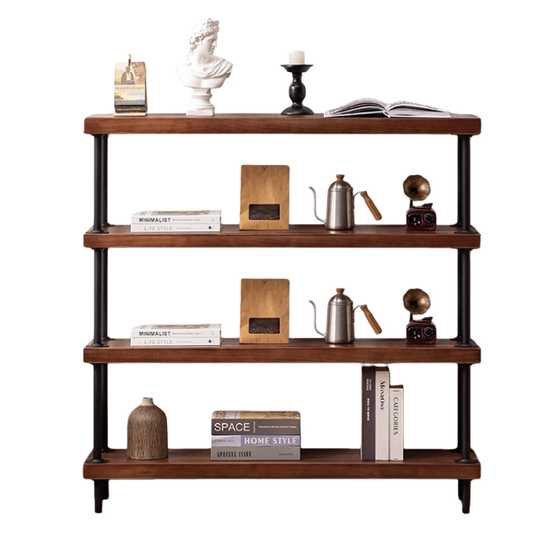 物置ラック　大容量　ディスプレイラック　飾り棚　ラック　置物棚　頑丈なフレーム　カスタマイズ可能　ウォールナット　ZWJ-P014