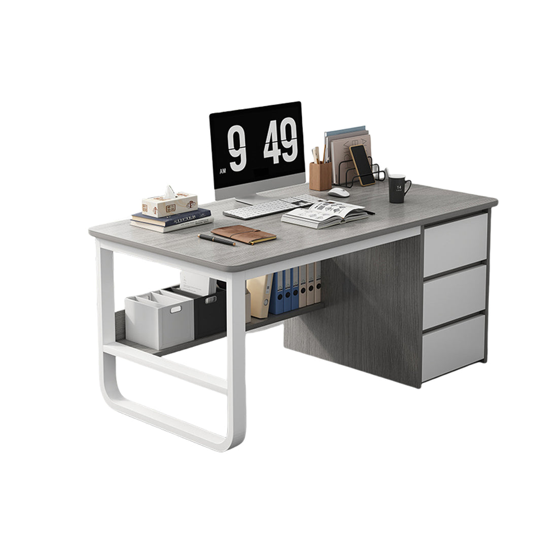 オフイスデスク　収納付きデスク　片袖机　片袖デスク　役員用　事務用　サイド収納　収納棚付き　ナチュラル　カスタマイズ可能　YGZ-P023