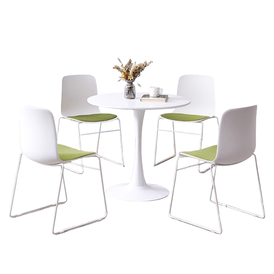 応接セット　応接家具　イス　円卓　スチールフレーム　焼付塗装　4人掛け　シンプル　ホワイト　カスタマイズ可能　JDZH-P023